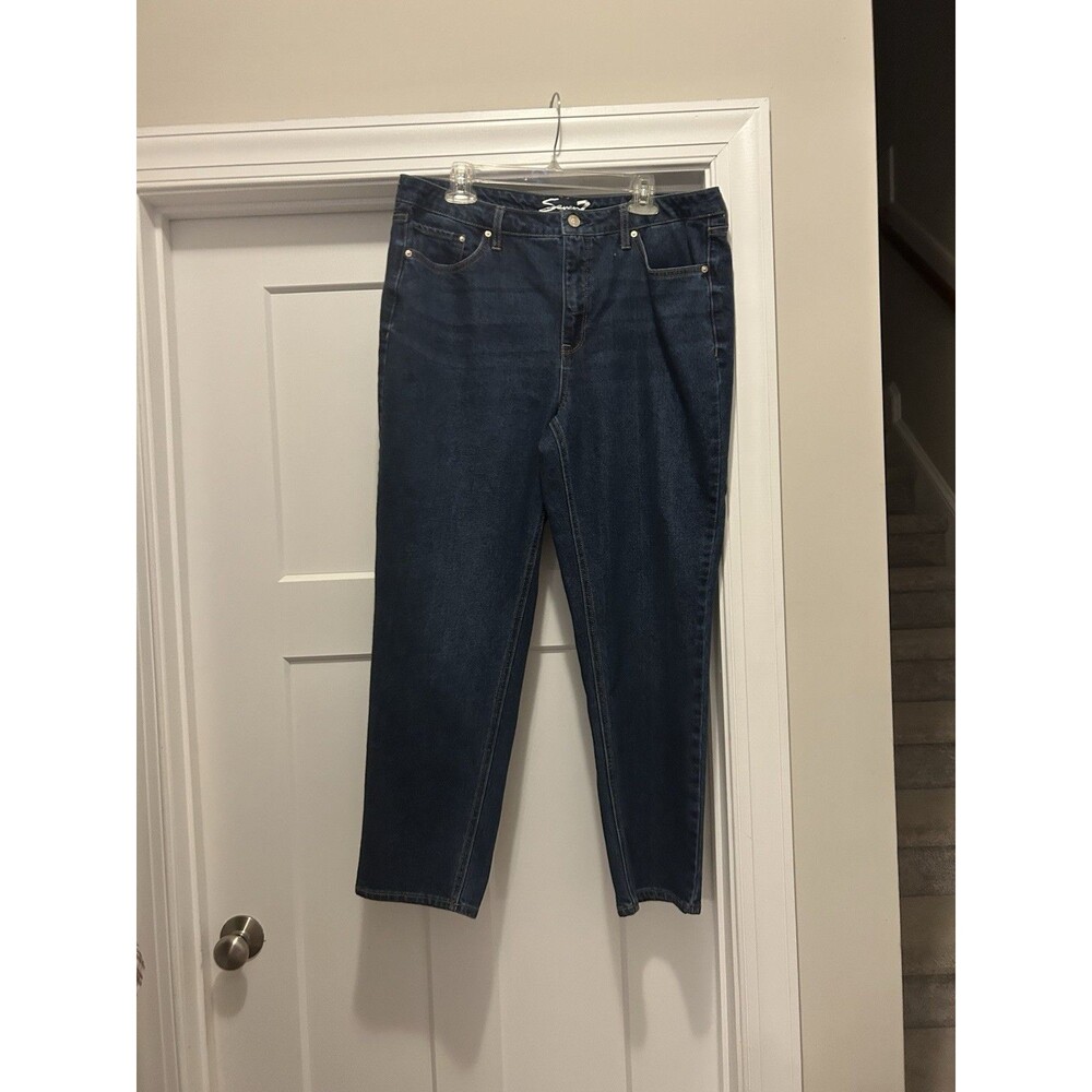 Seven 7 Denim Jeans Women's Size 16 Slim Straight Stretch High-Rise Dark Wash